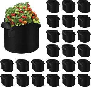 40-Pack 7 Gallon Grow Bags, Non-Woven Fabric Pots, Black, Garden, Solid, Round, Both Indoor & Outdoor, 13x13x12 Inches, Air Pruning Function, Vegetable, Planting-Grow-Bags