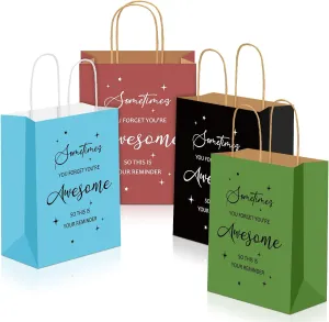 40 Pcs Thank You Gift Bags with Handles Administrative Professional Day Gifts Employee Appreciation Gift Bags Kraft Goodies for Coworker Colleague Women Teacher, 8.3 x 4.3 x 10.6 Inch