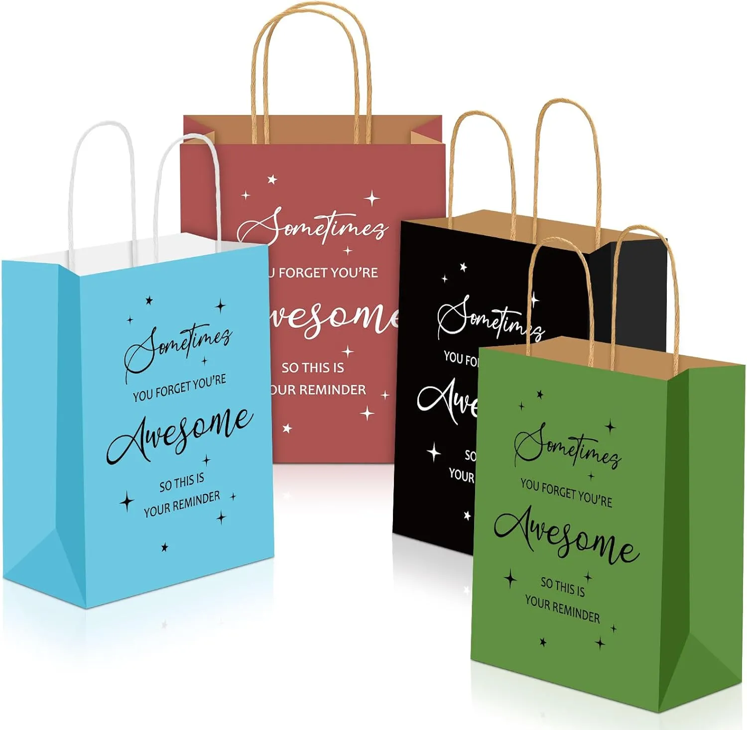 40 Pcs Thank You Gift Bags with Handles Administrative Professional Day Gifts Employee Appreciation Gift Bags Kraft Goodies for Coworker Colleague Women Teacher, 8.3 x 4.3 x 10.6 Inch