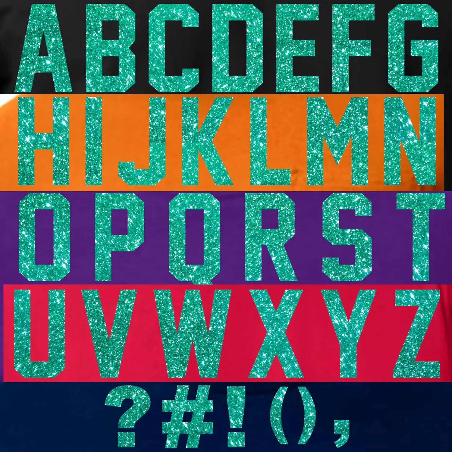 47 Pieces, 3" Glitter Iron-On Letters – Heat Transfer Vinyl for DIY T-Shirts, Bags, and Gifts. Perfect for Birthdays, Christmas, Anniversaries, and Custom Designs! Durable and Easy to use. (Jade)
