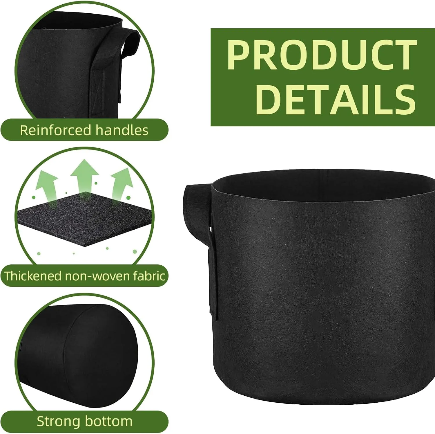 48 Pack 10 Gallon Vegetable/Flower/Plant Grow Bags, Heavy Duty Thickened Nonwoven Plant Fabric Pots Aeration Fabric Planters with Handles