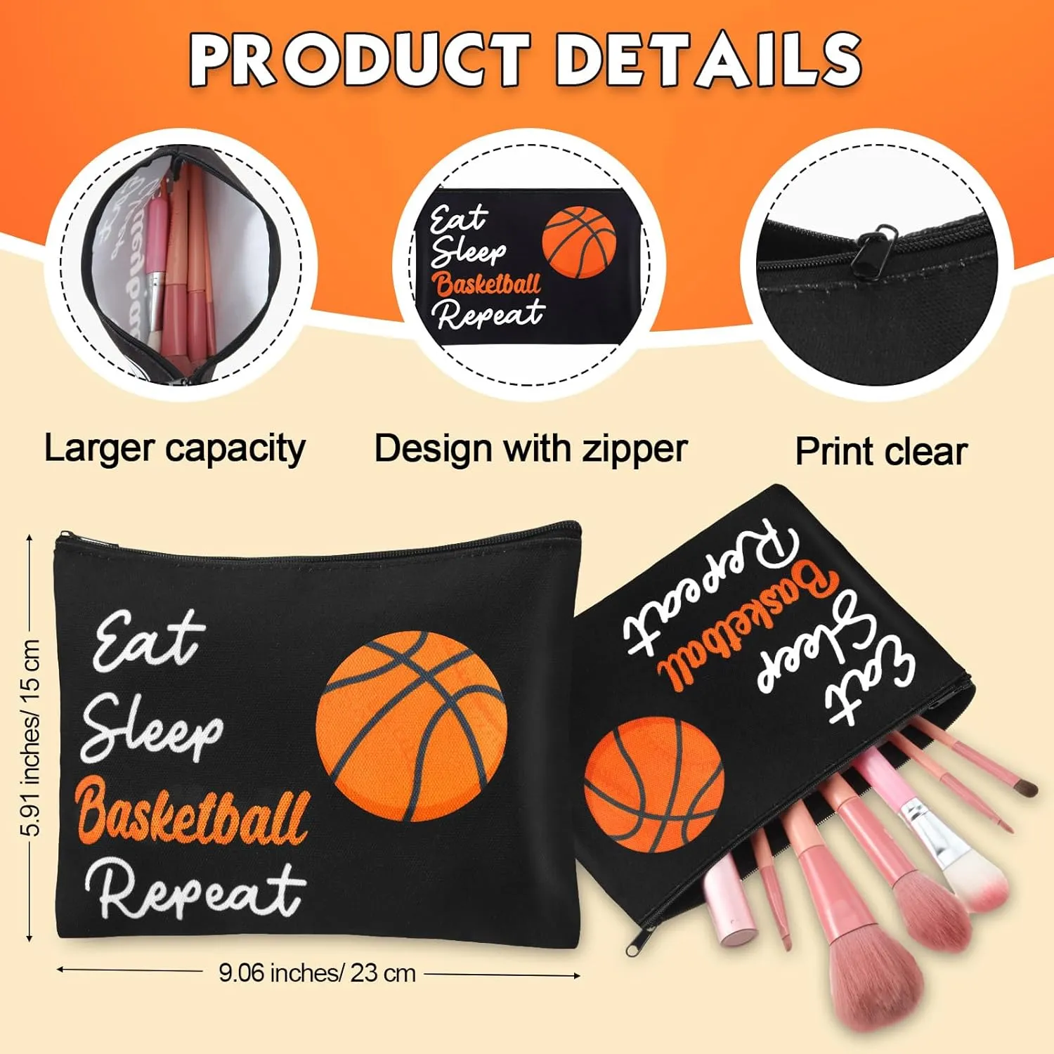 48 Pcs Basketball Party Favors Gifts for Teen Girls Basketball Makeup Bag for Girls Lipstick Holder Keychain Scrunchie Charm Bracelet Women Team Party Decor Supplies