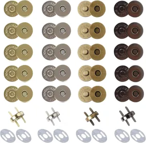 48 Sets 4 Color 18mm, for Purse Magnetic Clasp for Bag Closure Magnetic snap Button Replacement Set. Great for Sewing, Craft, Purses, Bags, Clothes, Leather (18mm Gold Silver Black Bronze