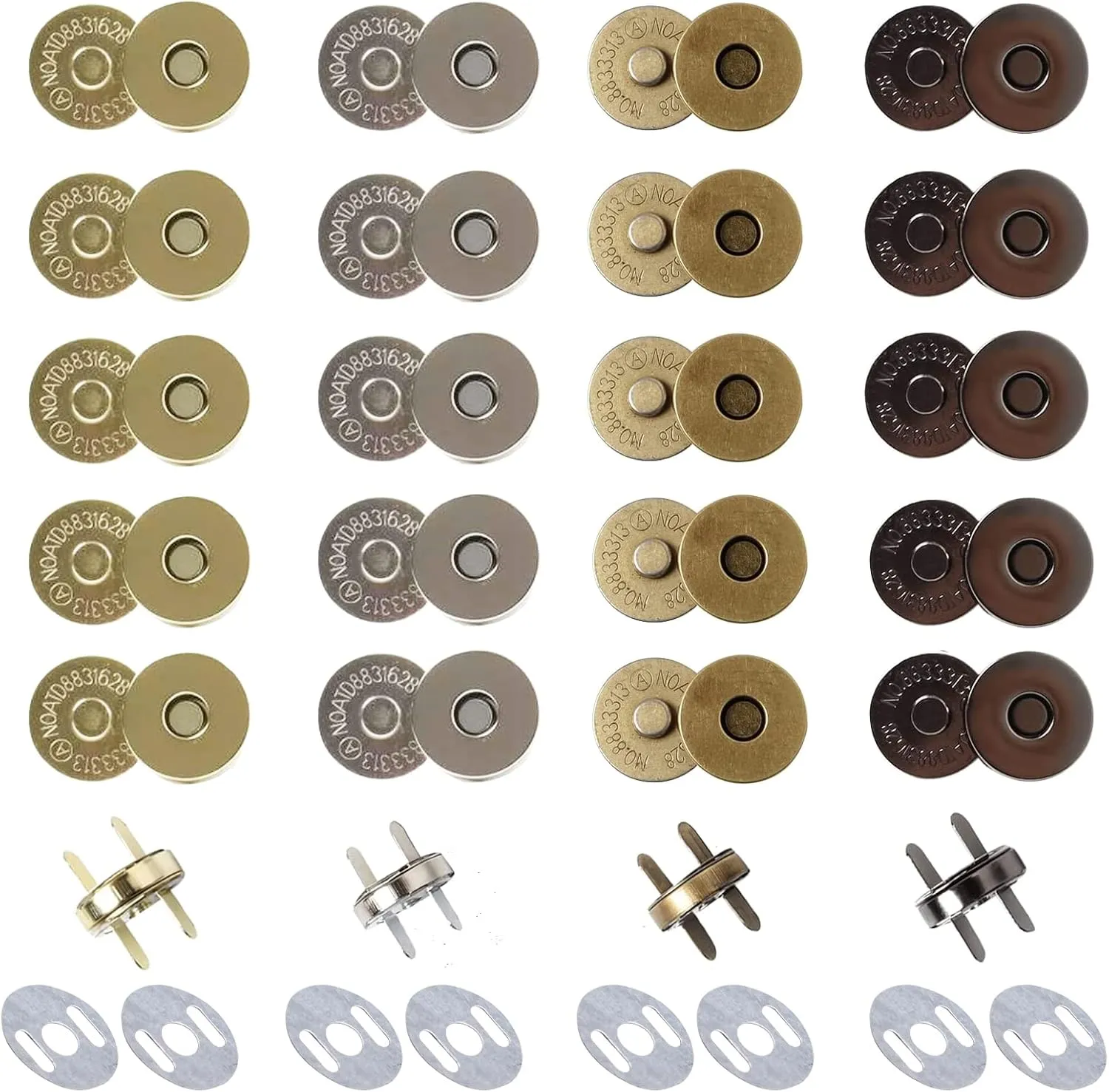 48 Sets 4 Color 18mm, for Purse Magnetic Clasp for Bag Closure Magnetic snap Button Replacement Set. Great for Sewing, Craft, Purses, Bags, Clothes, Leather (18mm Gold Silver Black Bronze