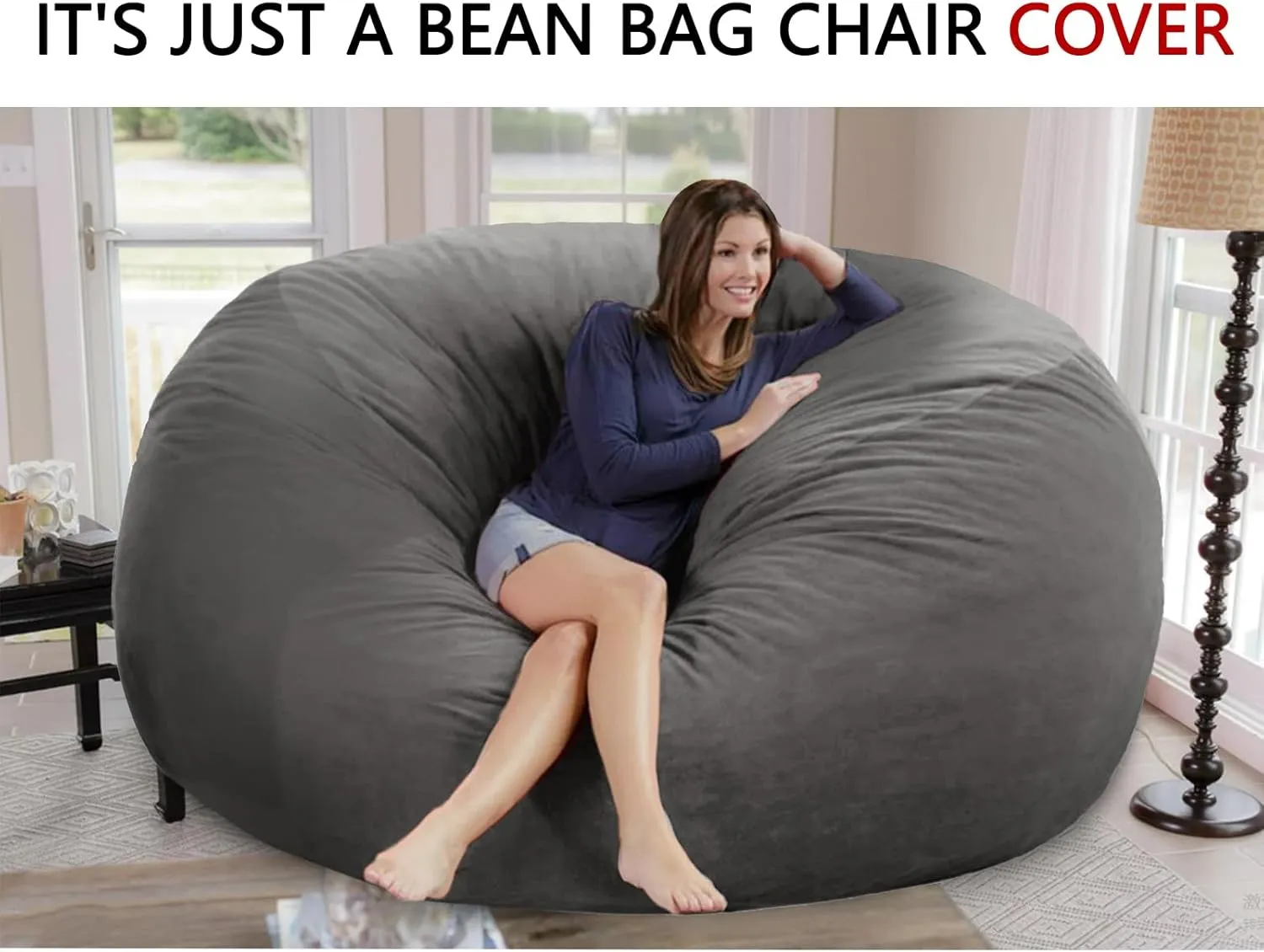4FT Bean Bag Chair Cover - Soft Fluffy Dutch Velvet Bean Bag Cover (No Filling, Cover Only), Comfy 4FT Bean Bag Cover, Large Lazy Sofa Cover