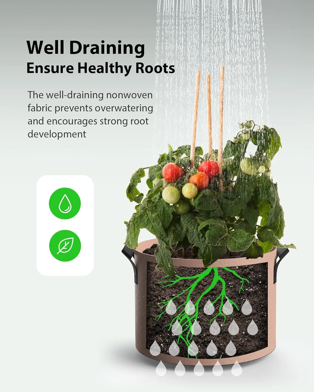 5-Pack Grow Bags 1 Gallon Thickened Plant Grow Bags Multi-Purpose Nonwoven Fabric Pots with Durable Handles, Outdoor Garden Plant Pots for Fruits Vegetables Flowers Herb Bonsai Plants, Khaki