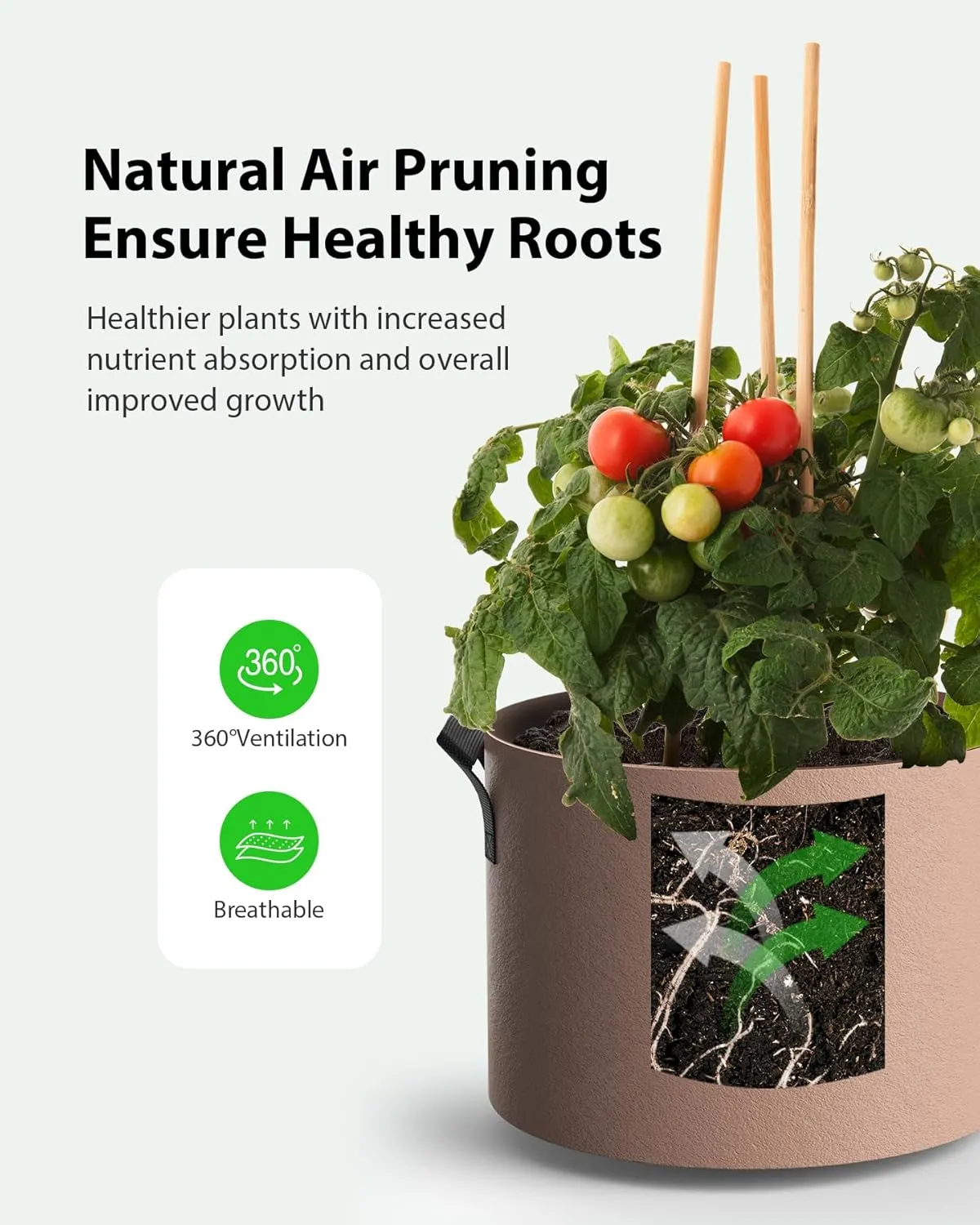 5-Pack Grow Bags 1 Gallon Thickened Plant Grow Bags Multi-Purpose Nonwoven Fabric Pots with Durable Handles, Outdoor Garden Plant Pots for Fruits Vegetables Flowers Herb Bonsai Plants, Khaki