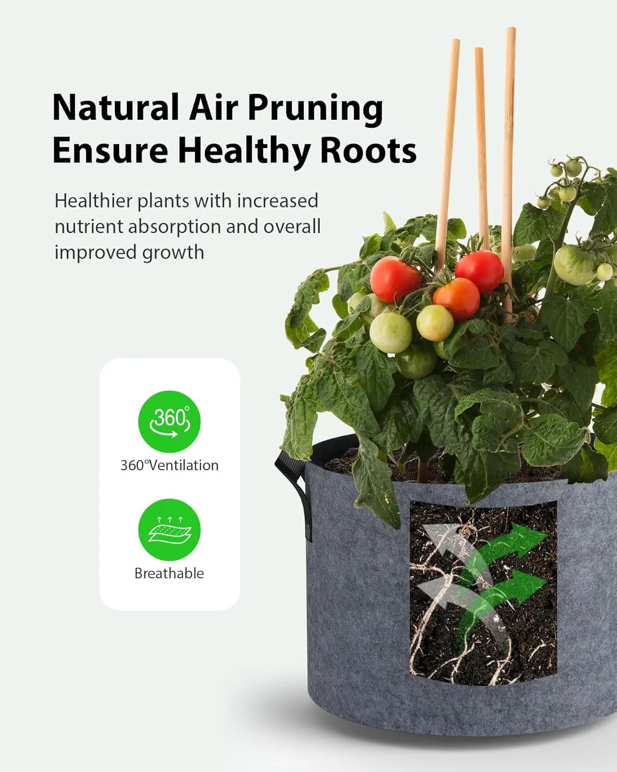 5-Pack Grow Bags 5 Gallon Thickened Plant Grow Bags Multi-Purpose Nonwoven Fabric Pots with Durable Handles, Outdoor Garden Plant Pots for Fruits Vegetables Flowers Herb Bonsai Plants, Gray