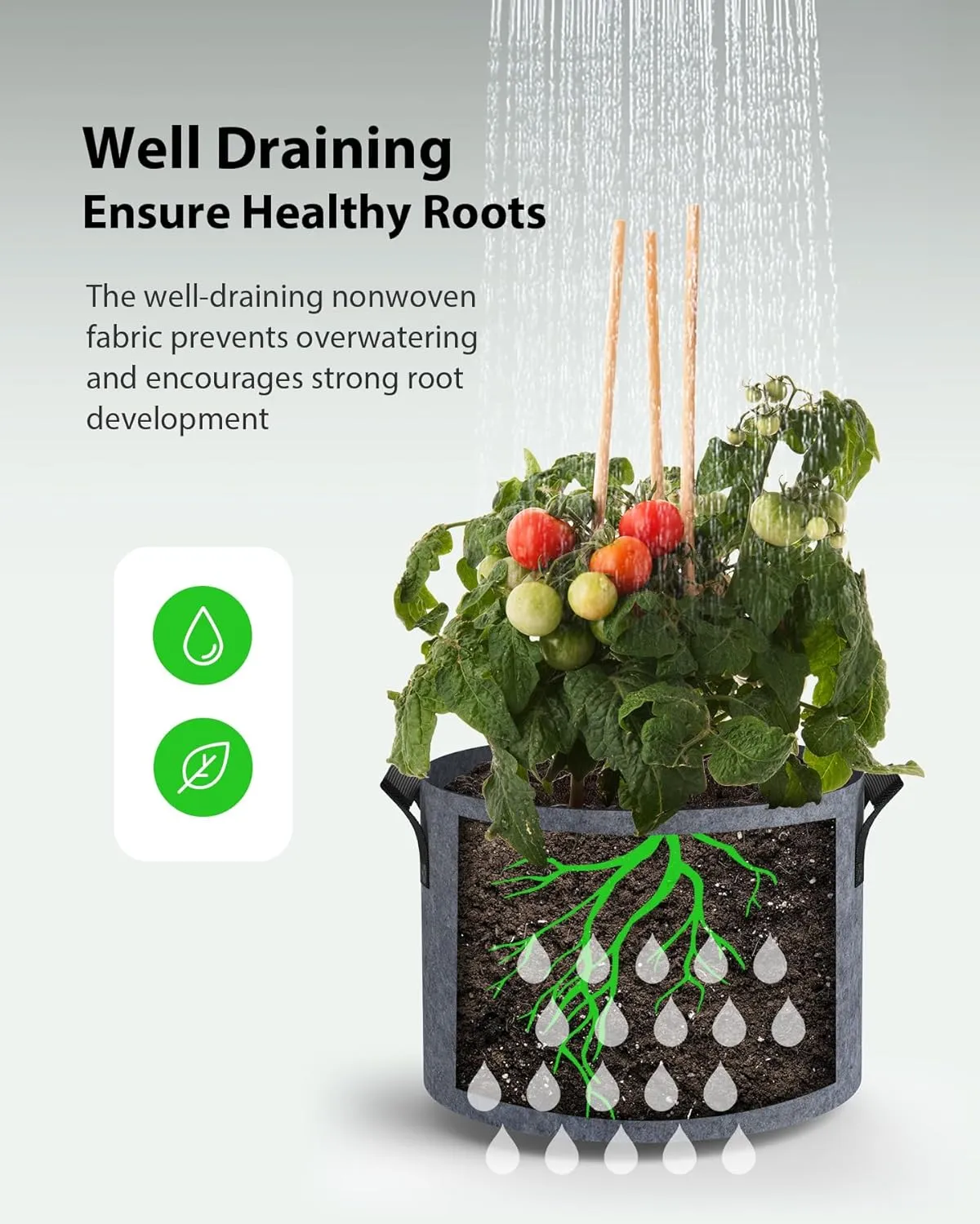 5-Pack Grow Bags 5 Gallon Thickened Plant Grow Bags Multi-Purpose Nonwoven Fabric Pots with Durable Handles, Outdoor Garden Plant Pots for Fruits Vegetables Flowers Herb Bonsai Plants, Gray