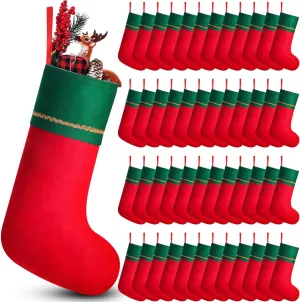 50 Pcs Christmas Stockings Bulk,19 Inch Felt Stockings Bags Xmas Fireplace Christmas Tree Hanging Ornaments for Family Holiday Decorations(Red and Green)