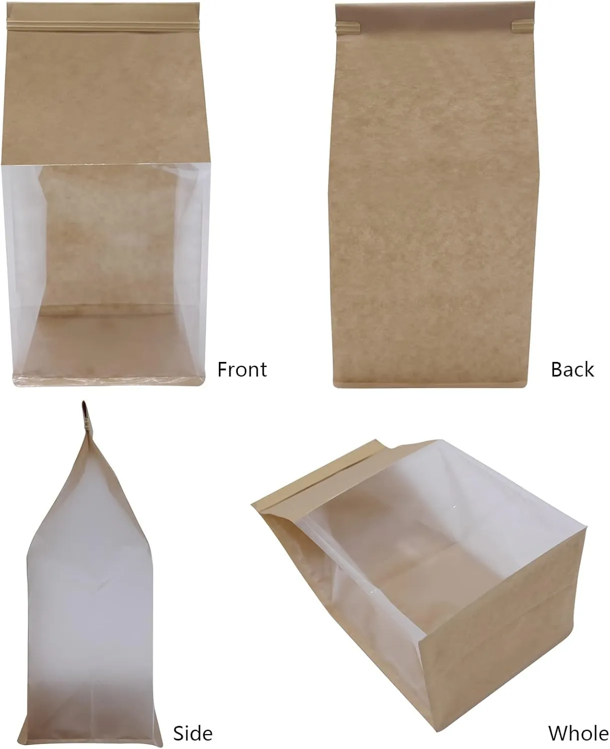 50Pcs 5.1x4.3x11 Inch Extra Thick Paper Bread Bags for Homemade with Window & Twist Wire - Ideal for Sourdough Bread, Bakery, Baked Goods, Pastry & Cookie Packaging, Brown Kraft, Flat Bottom