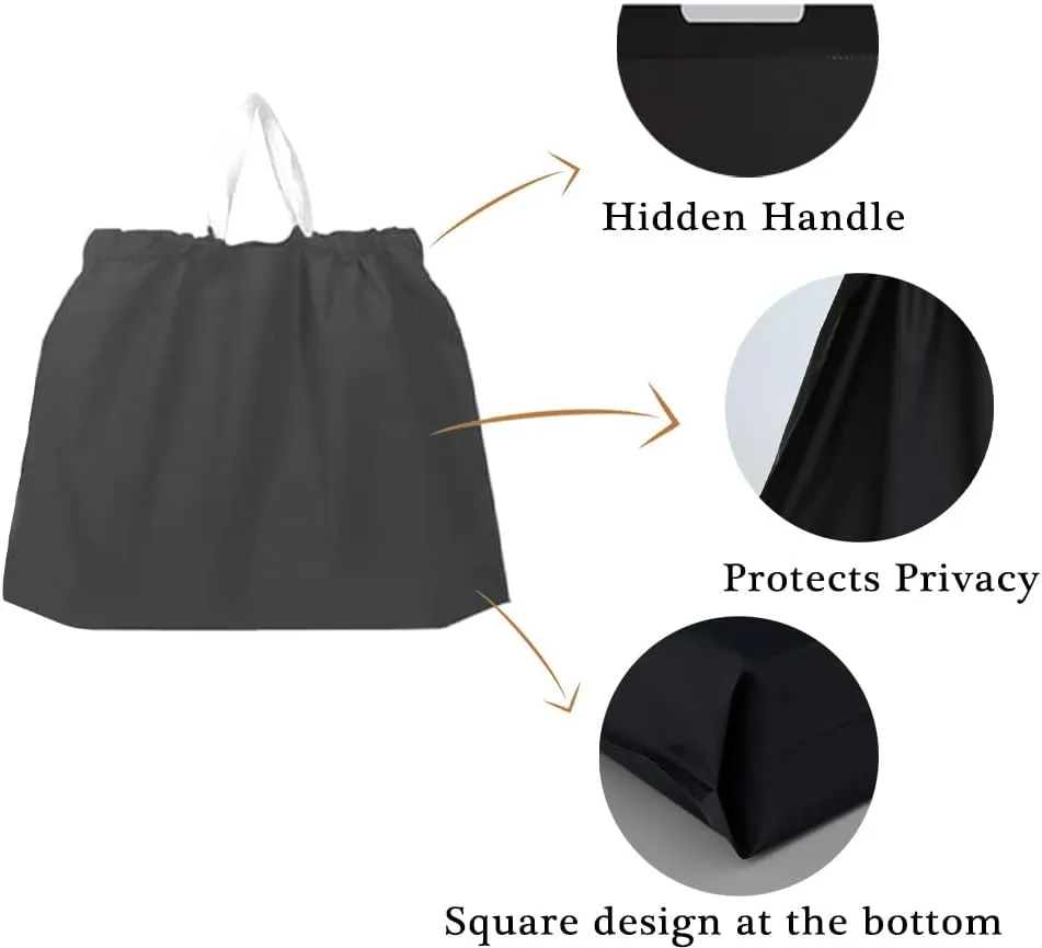 50PCS Plastic Bags with Handles, Reusable Water Proof Seal Take Out Bags, Disposable Food Bags To Go Bags for Business, Grocery, Delivery, Carry Out (Black-Large)