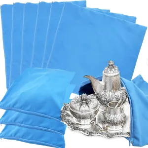6 Pack Silver Storage Bags Zippered Anti Tarnish Jewelry Storage Bags Silver Protector Bags Fabric Silver Protection Bags for Silverware Silver Jewelry
