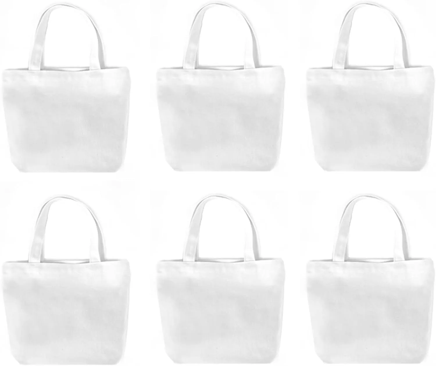 6 Pack Small Canvas Tote Bags, 9x8x4inch Reusable Cotton Shopping Bags Bulk DIY Mini Tote Bag Gift Bags