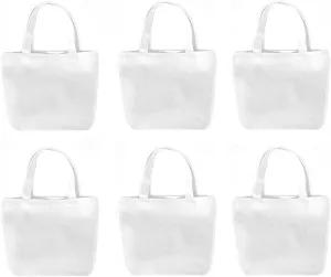 6 Pack Small Canvas Tote Bags, 9x8x4inch Reusable Cotton Shopping Bags Bulk DIY Mini Tote Bag Gift Bags