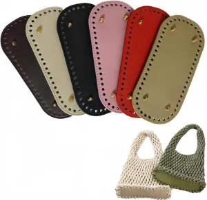 6 Pcs Bag Bases for Crochet PU Leather Bag Bottom Long Oval Purse Bottom Shaper Pad for Bags Cushion Base with Holes for DIY Crochet Shoulder Bags Craft Making, 6 Color