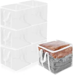 6 Pcs Clear Zippered Organizers 12''x12''x12'' Moving Bags with Reinforced Handles Heavy Duty Storage Cube Tote Storage Blanket Bags Bins for Clothes Moving Supplies Linens Shoes Closet Organizer