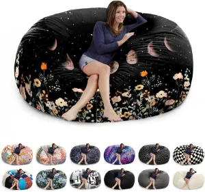 6FT Giant Bean Bag Chair Cover - Soft Fluffy Dutch Velvet Bean Bag Bed (No Filling, Cover Only), Comfy 6FT Bean Bag Cover, Oversized Lazy Sofa Cover