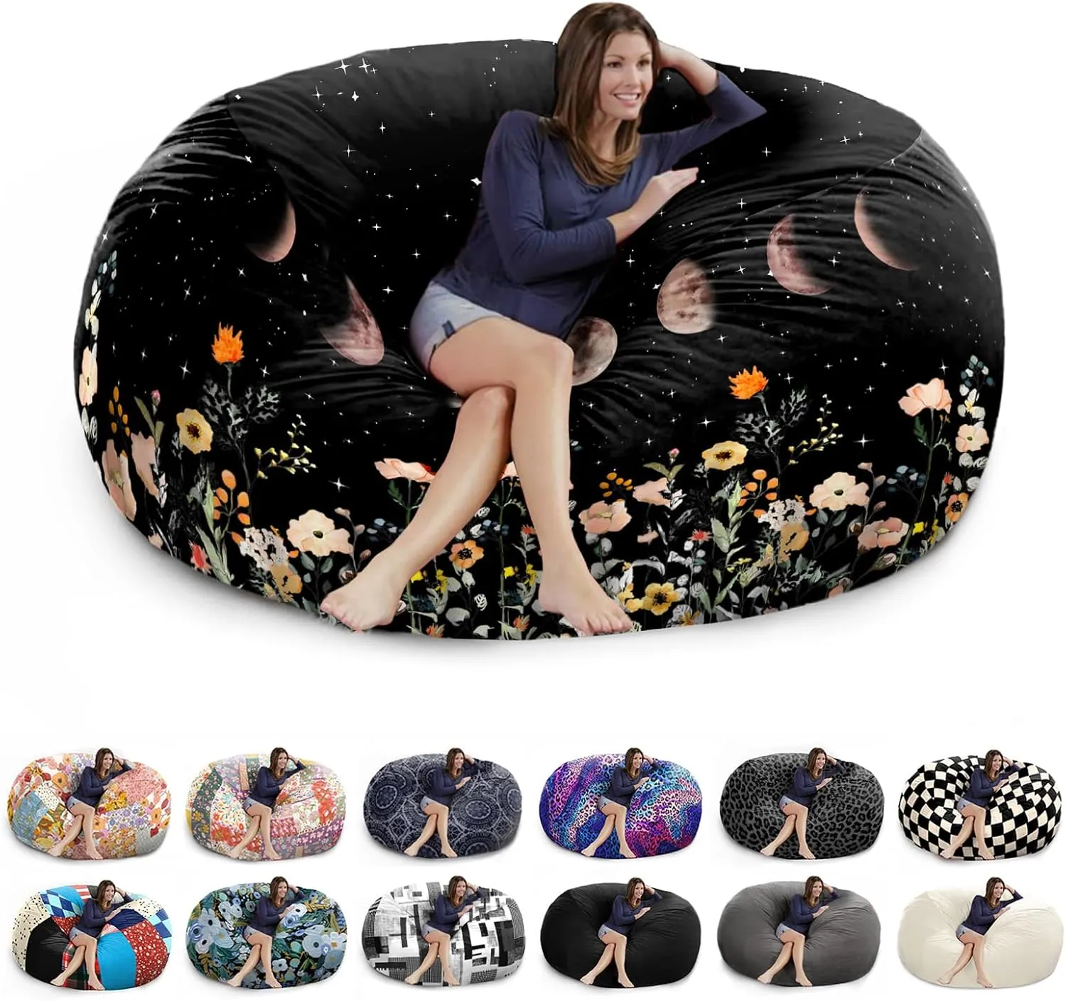 6FT Giant Bean Bag Chair Cover - Soft Fluffy Dutch Velvet Bean Bag Bed (No Filling, Cover Only), Comfy 6FT Bean Bag Cover, Oversized Lazy Sofa Cover