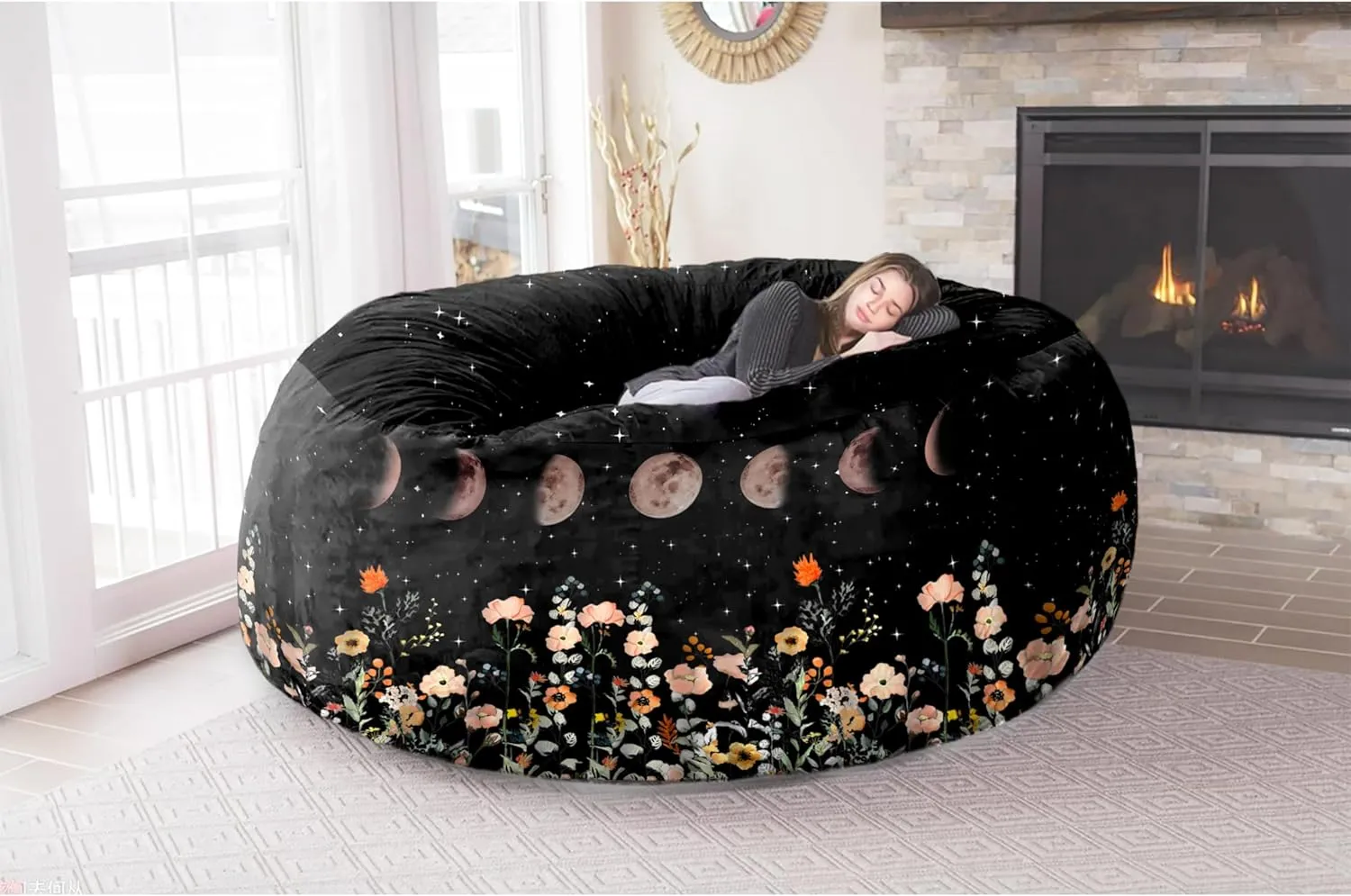 6FT Giant Bean Bag Chair Cover - Soft Fluffy Dutch Velvet Bean Bag Bed (No Filling, Cover Only), Comfy 6FT Bean Bag Cover, Oversized Lazy Sofa Cover