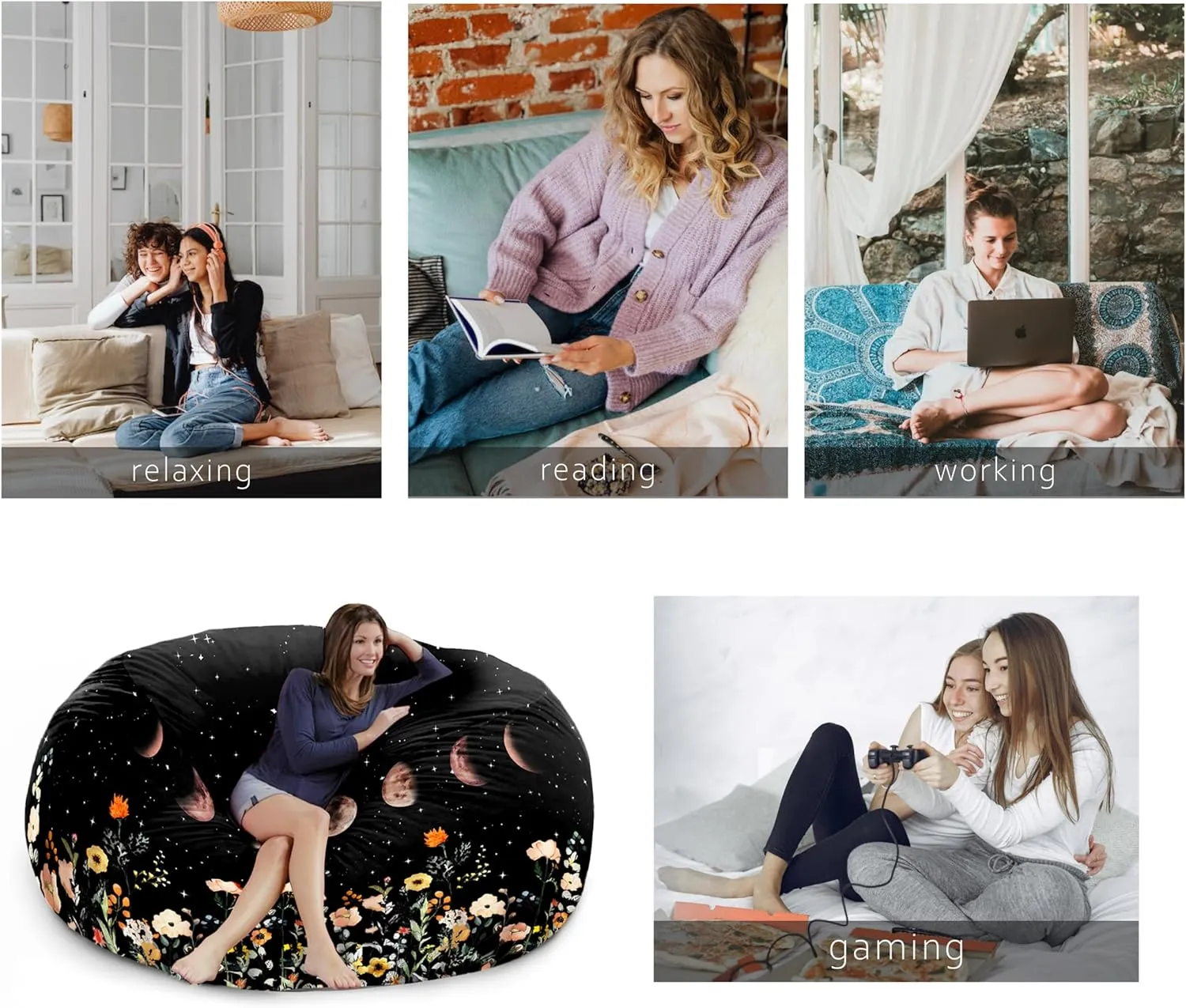 6FT Giant Bean Bag Chair Cover - Soft Fluffy Dutch Velvet Bean Bag Bed (No Filling, Cover Only), Comfy 6FT Bean Bag Cover, Oversized Lazy Sofa Cover