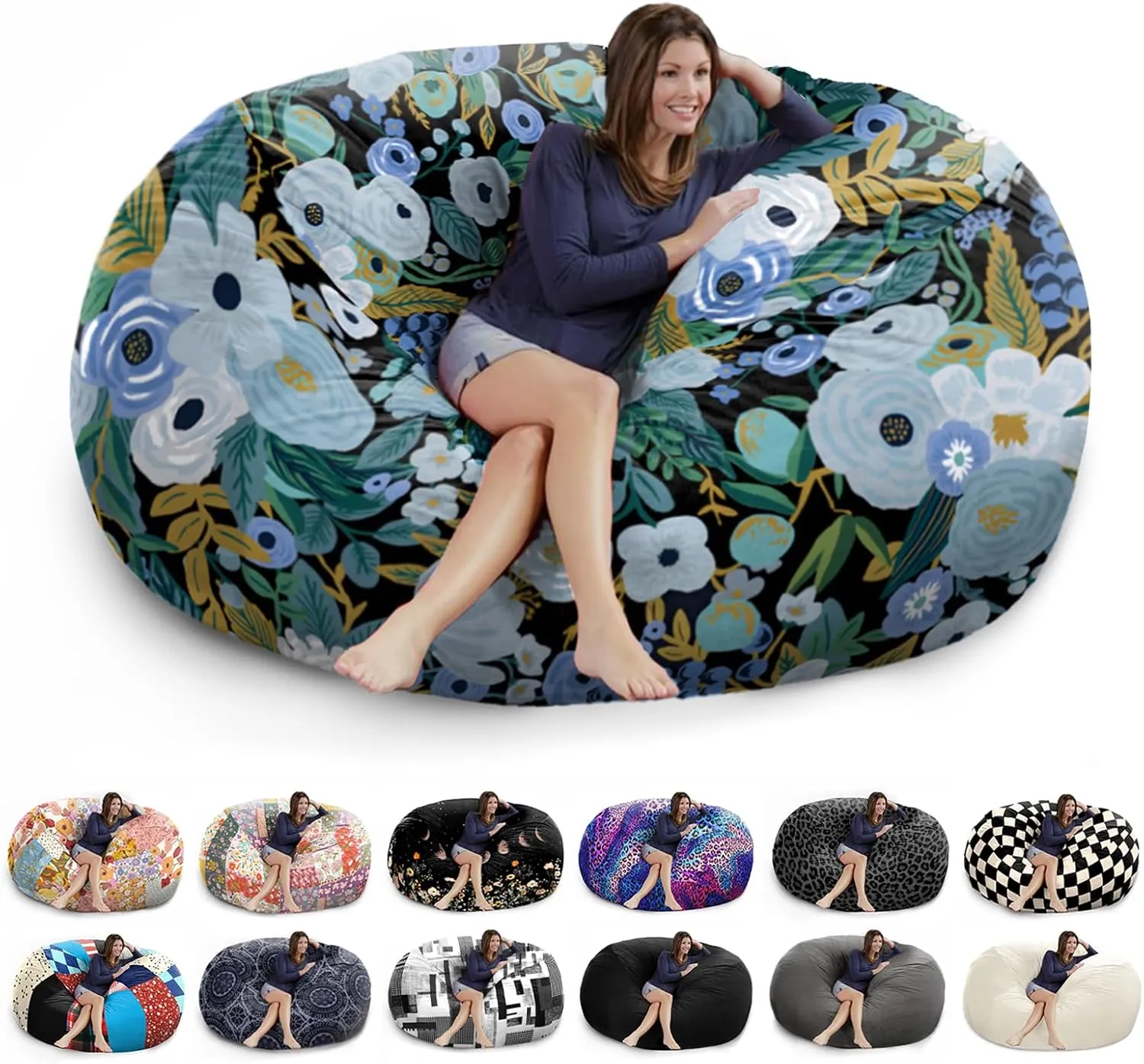 6FT Giant Bean Bag Chair Cover - Soft Fluffy Dutch Velvet Bean Bag Bed (No Filling, Cover Only), Oversized Lazy Sofa Cover