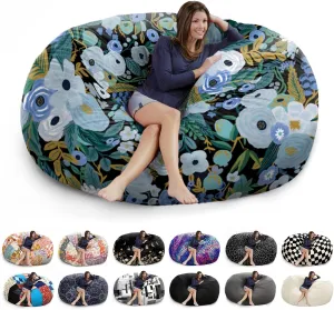6FT Giant Bean Bag Chair Cover - Soft Fluffy Dutch Velvet Bean Bag Bed (No Filling, Cover Only), Oversized Lazy Sofa Cover