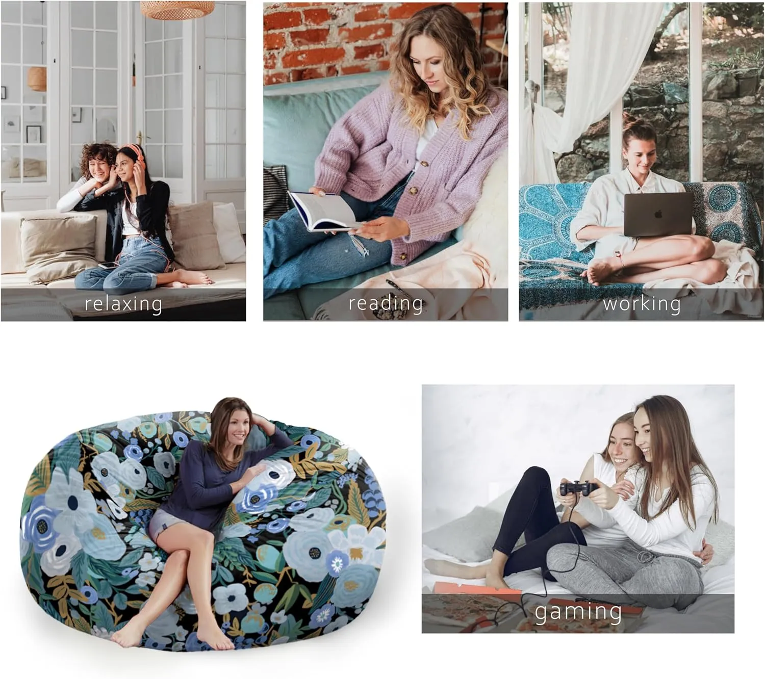 6FT Giant Bean Bag Chair Cover - Soft Fluffy Dutch Velvet Bean Bag Bed (No Filling, Cover Only), Oversized Lazy Sofa Cover