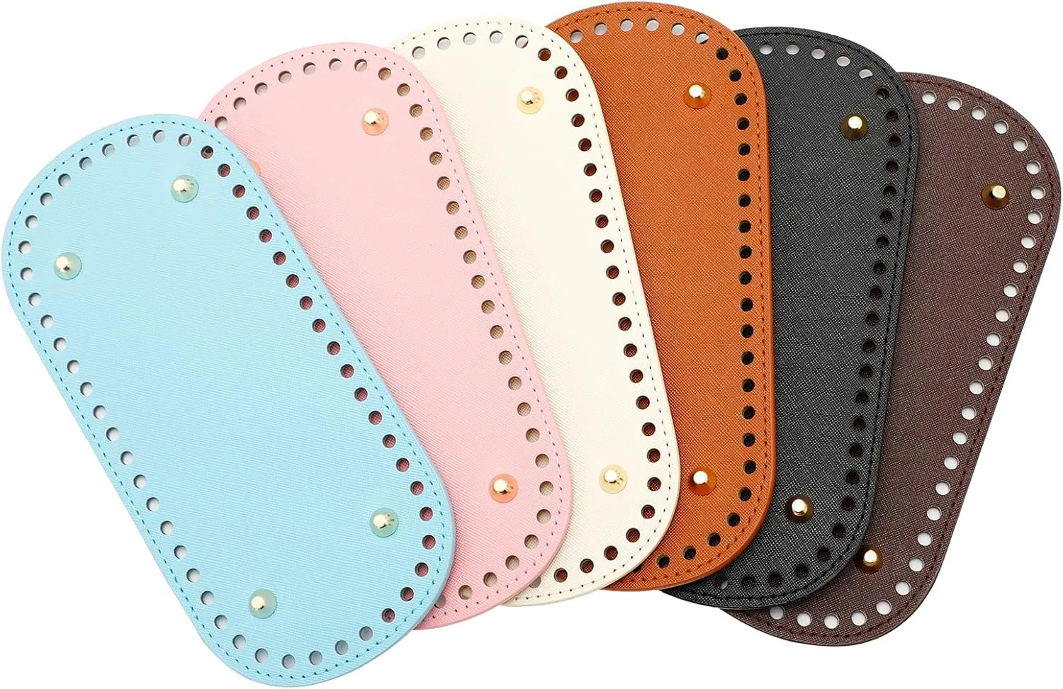 6Pcs Bag Bases for Crochet, 8.7x4 inches Leather Bag Bottom Pad, Long Oval Purse Bottom Shaper Pad with Holes for DIY Crochet Bag, Handbag, Purse, Shoulder Bag Craft Making