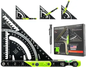 7''-Black/Green Aluminum Rafter Square -Rafter Square with Level, Innovative Framing & Carpentry Tools