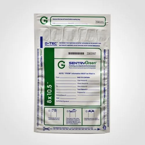 8"x10.5" Small Deposit Bags White Plastic (Package of 100)