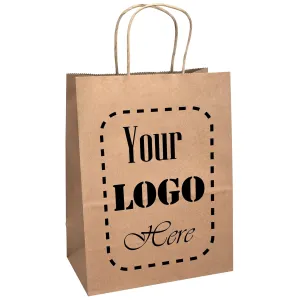 8"x4.75"x10.5" | 10 to 1,000 Pcs - Custum Printed Brown Kraft Paper Bags, Shopping, Merchandise, Party, Gift Bags, (Custom Printed-Brown)