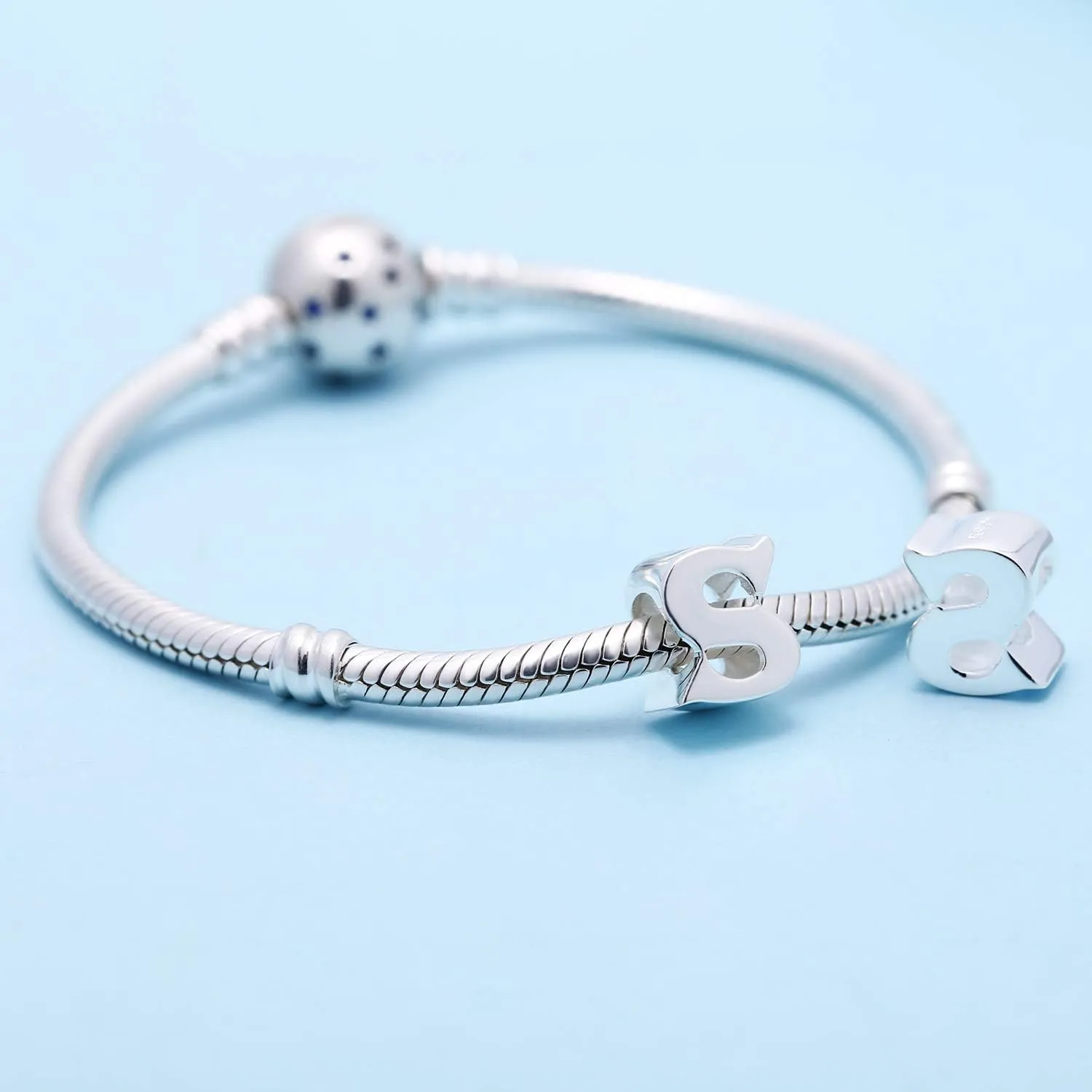 925 Sterling Silver Initial A-z Charms fit Pandora Charms Bracelet Alphabet Letter Beads for Wife Mom Women Christmas Mother's day Valentine's Day Gift