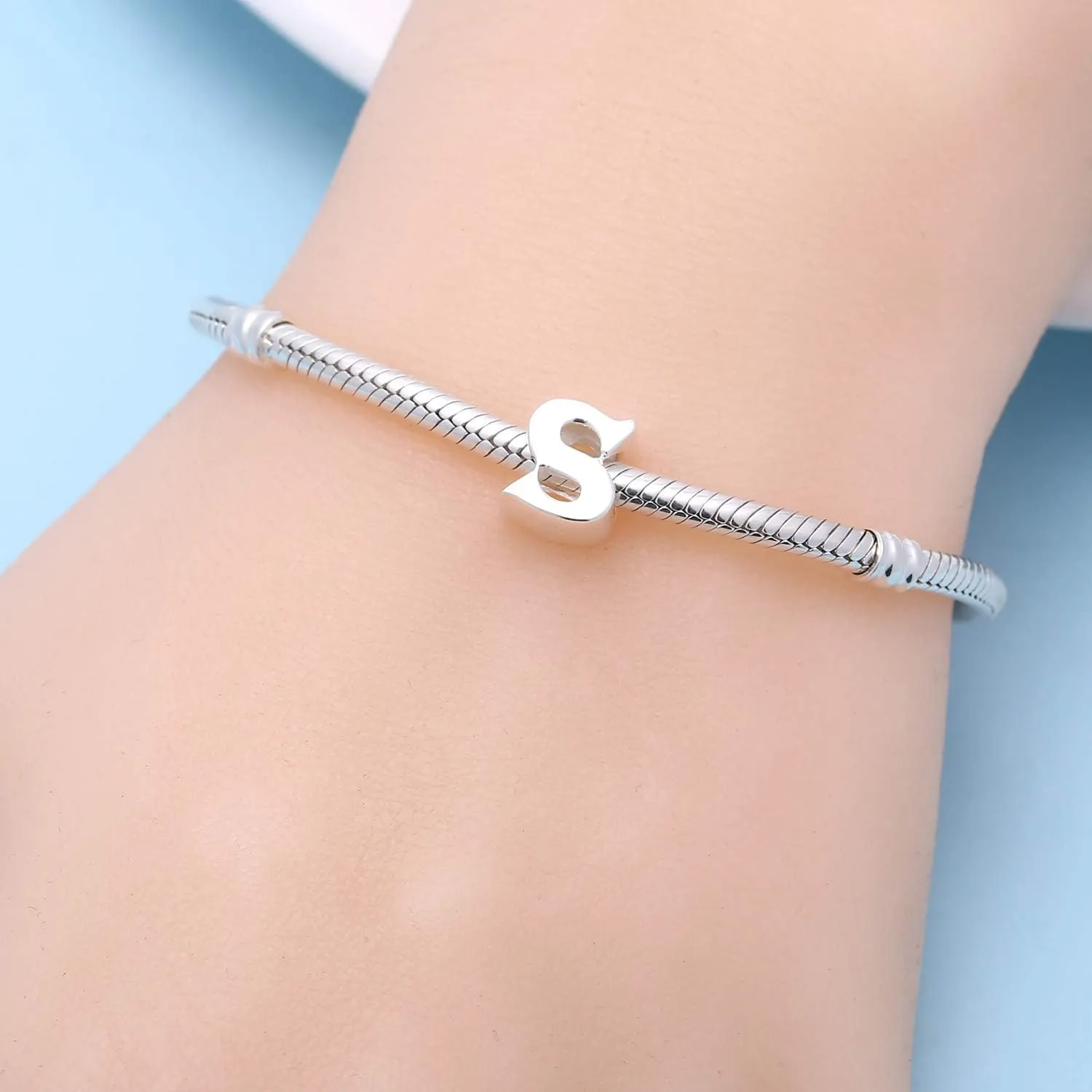 925 Sterling Silver Initial A-z Charms fit Pandora Charms Bracelet Alphabet Letter Beads for Wife Mom Women Christmas Mother's day Valentine's Day Gift