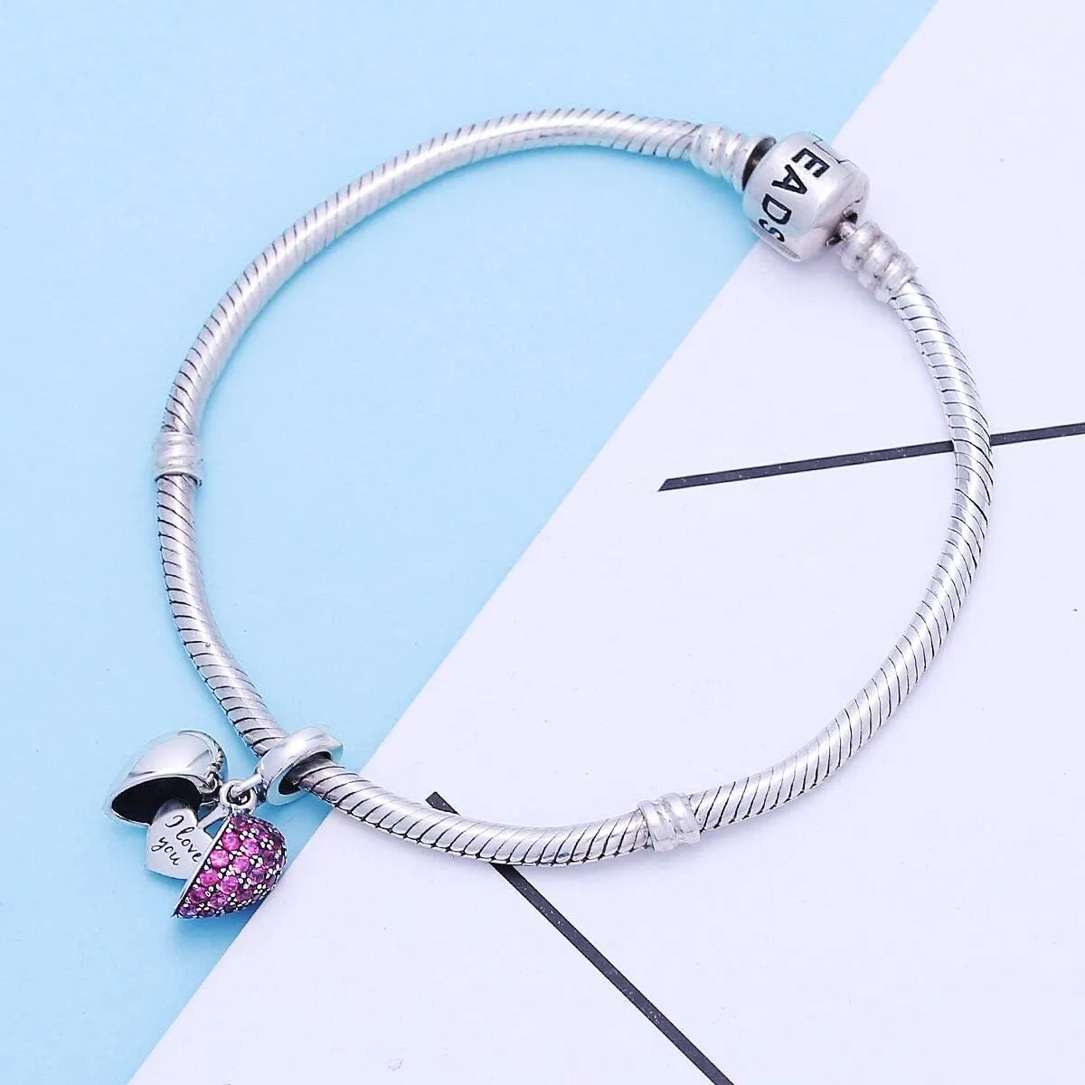 925 Sterling Silver Love Heart Charms fit Pandora Style Bracelets for Mothers Day Christmas Valentines Day Gift for Mom Wife Grandma