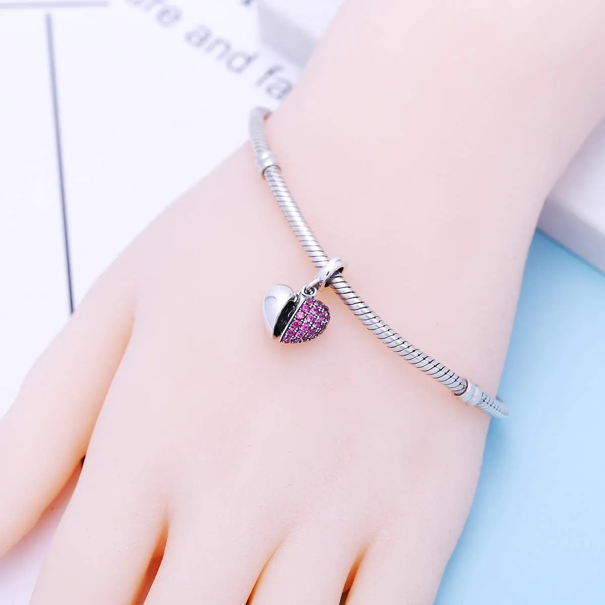 925 Sterling Silver Love Heart Charms fit Pandora Style Bracelets for Mothers Day Christmas Valentines Day Gift for Mom Wife Grandma