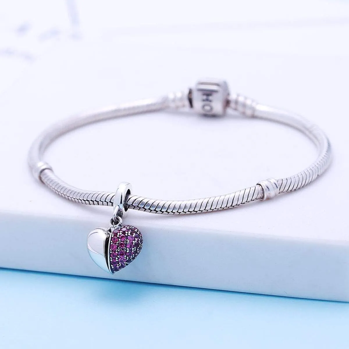 925 Sterling Silver Love Heart Charms fit Pandora Style Bracelets for Mothers Day Christmas Valentines Day Gift for Mom Wife Grandma