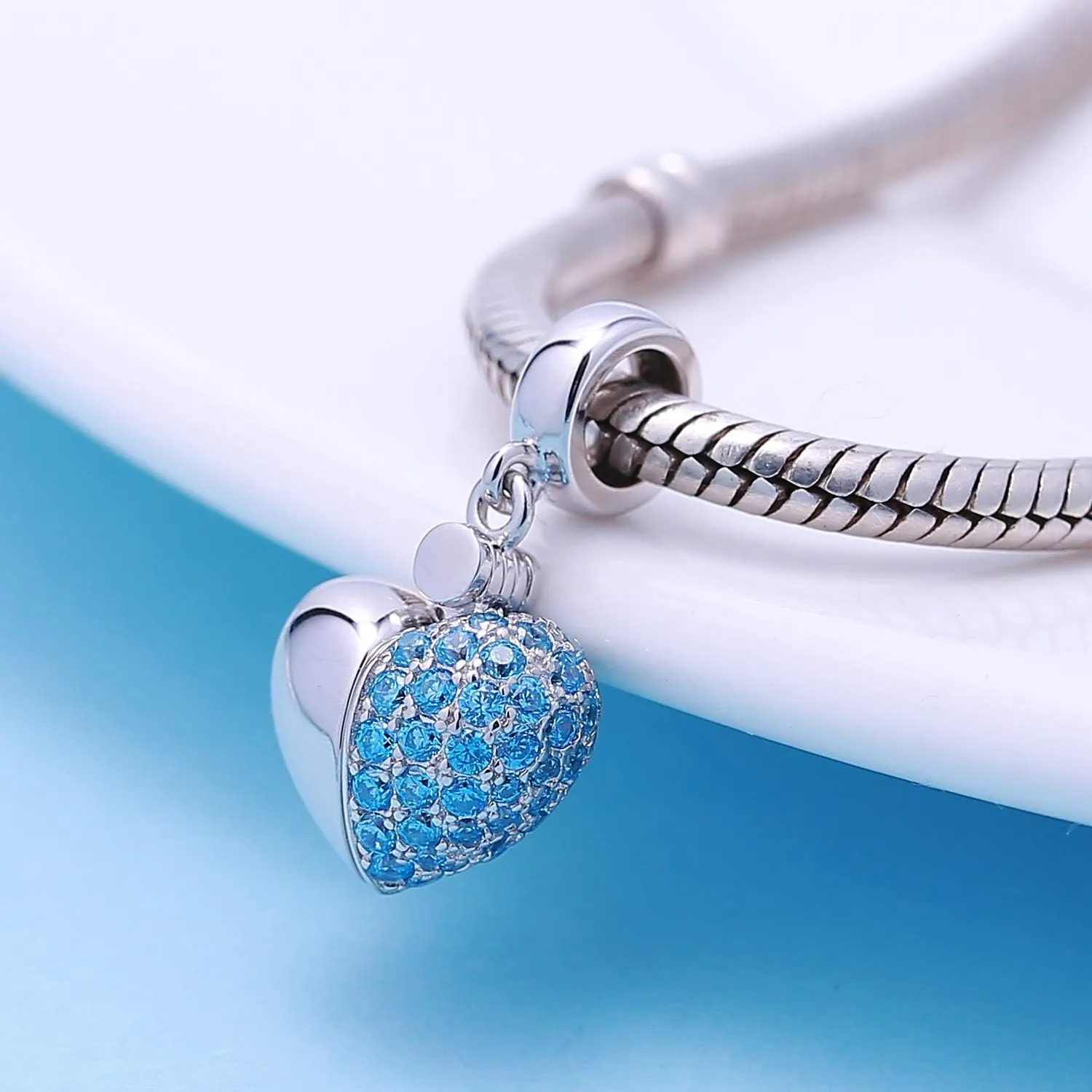 925 Sterling Silver Love Heart Charms fit Pandora Style Bracelets for Mothers Day Christmas Valentines Day Gift for Mom Wife Grandma