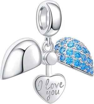 925 Sterling Silver Love Heart Charms fit Pandora Style Bracelets for Mothers Day Christmas Valentines Day Gift for Mom Wife Grandma