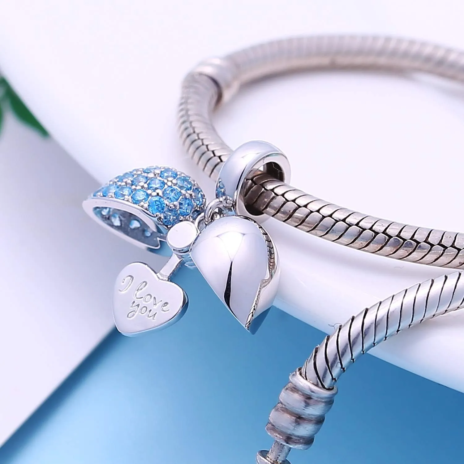 925 Sterling Silver Love Heart Charms fit Pandora Style Bracelets for Mothers Day Christmas Valentines Day Gift for Mom Wife Grandma