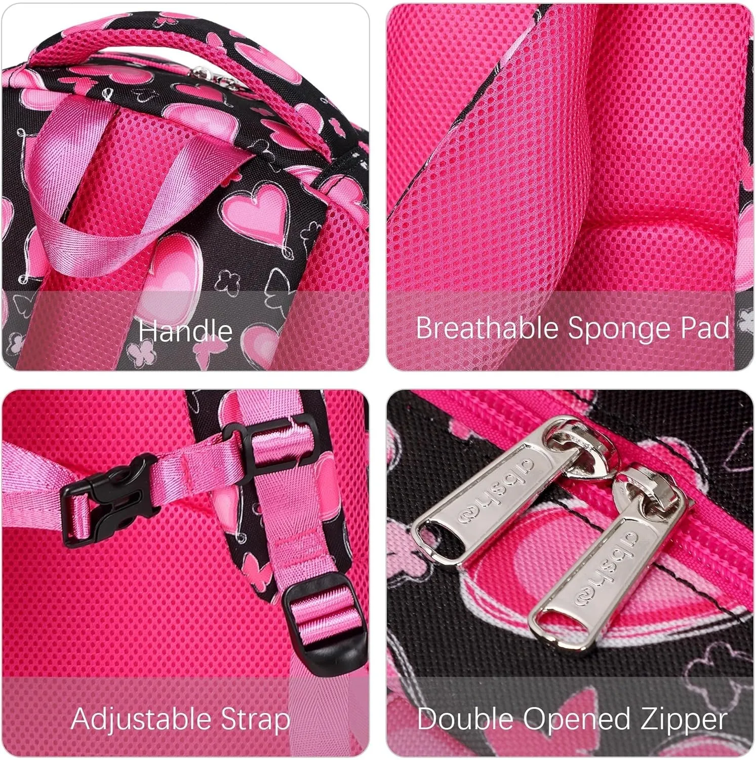 abshoo Lightweight Heart Girls Backpack For School Elementary Kindergarten Kids Bookbag School Bags Pink (Heart)