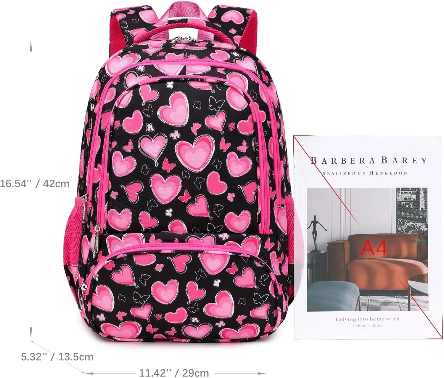abshoo Lightweight Heart Girls Backpack For School Elementary Kindergarten Kids Bookbag School Bags Pink (Heart)