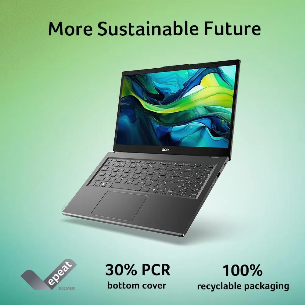 Acer Aspire 15 Laptop | 15.6" Full HD 1920 x 1080 IPS | Intel Core 5 Processor 120U | Intel Graphics | 16GB LPDDR5 | 512GB Gen4 SSD | Wi-Fi 6E | AI PC | Copilot Key | Backlit Keyboard | A15-51M-59QV