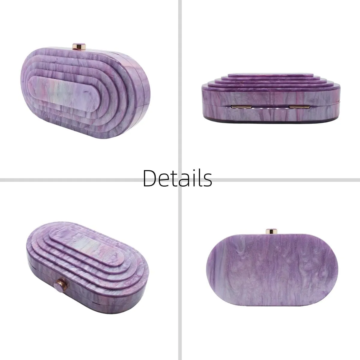 Acrylic Evening Clutch Bag for Women Shell Shape Shoulder Crossbody Bag Glitter Marble Purse Handbag