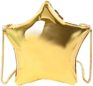 Acrylic Evening Clutch Purse Star Shape Unique Evening Crossbody Bag for Women Formal Wedding Prom Party Silver