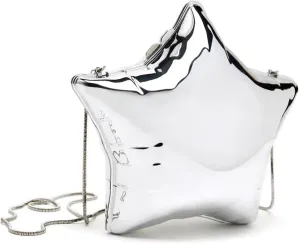 Acrylic Evening Clutch Purse Star Shape Unique Evening Crossbody Bag for Women Formal Wedding Prom Party Silver