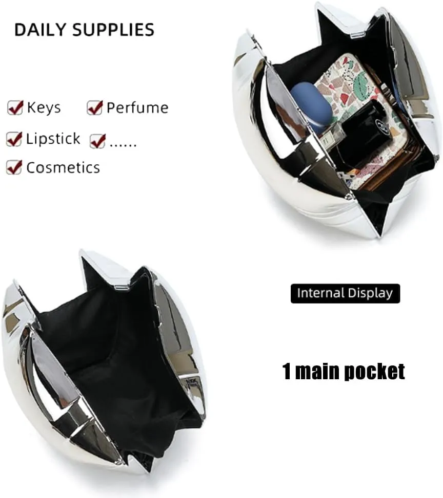 Acrylic Evening Clutch Purse Star Shape Unique Evening Crossbody Bag for Women Formal Wedding Prom Party Silver