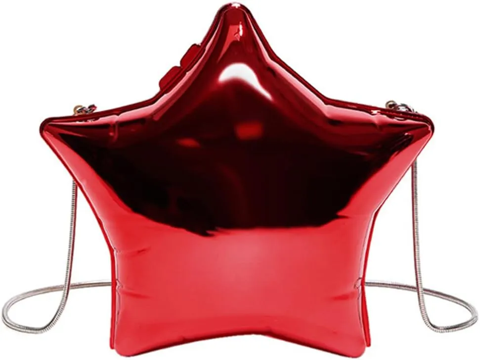 Acrylic Evening Clutch Purse Star Shape Unique Evening Crossbody Bag for Women Formal Wedding Prom Party Silver