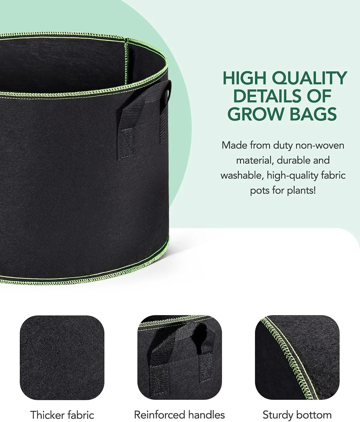 ACSTEP Grow Bags 20 Pack 7 Gallon Heavy Duty Aeration Fabric Pots Thickened Nonwoven Fabric Pots Plant Grow Bags with Handles