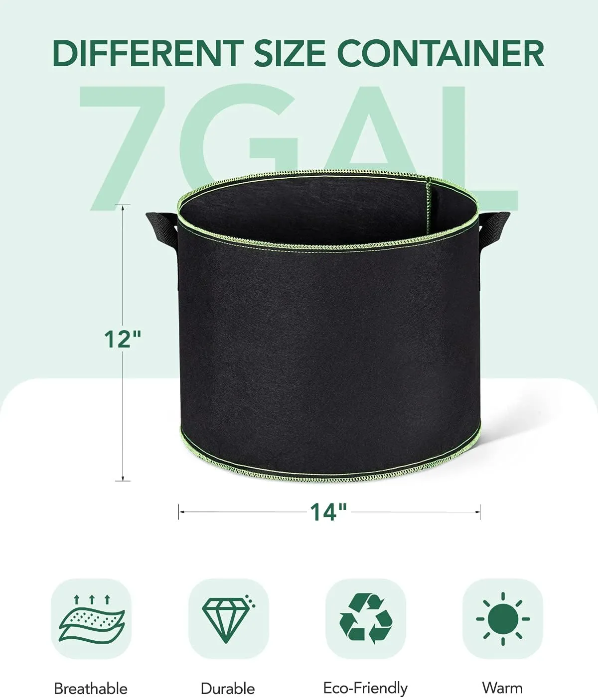 ACSTEP Grow Bags 20 Pack 7 Gallon Heavy Duty Aeration Fabric Pots Thickened Nonwoven Fabric Pots Plant Grow Bags with Handles